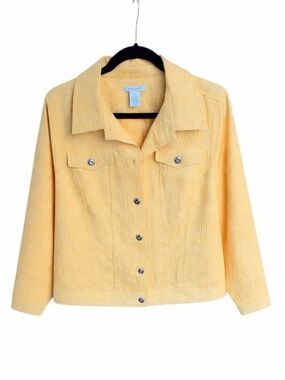 Laura Ashley Yellow Floral Jacquard Button Front Jacket Size L
